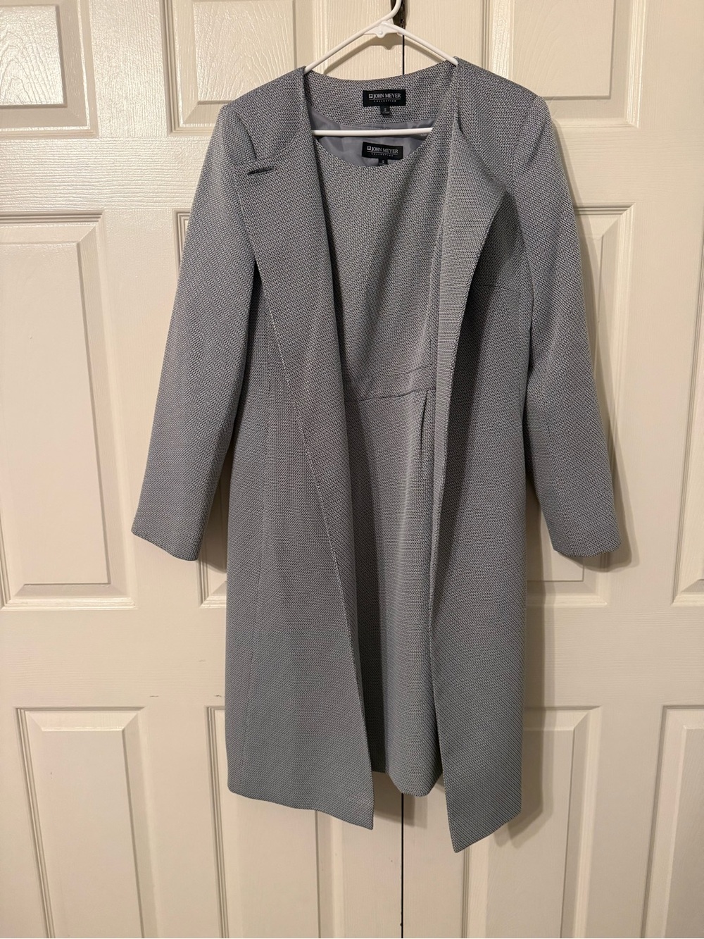 John Meyer Textured Longline Coat and matching dress- 2 piece set
